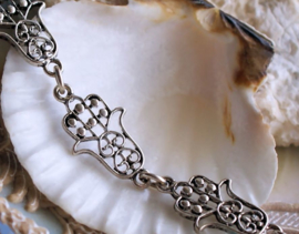 Fatima Hamsa Hand Chain: Base for Necklace/Bracelet - per 18,5 cm - Antique Silver Tone