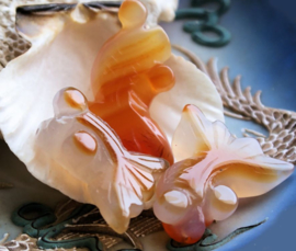 Pendant/Bead: Agate Goldfish - 32-33 mm - Orange shades