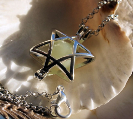 Pendant on Necklace: Hexagram/Star of David - Silver tone