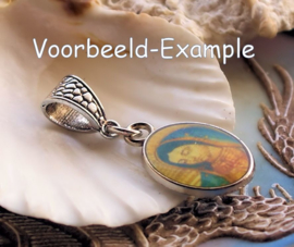 1 Hanger: Icoon - Maria Jezus Religieus - 25 mm - Antiek Zilver Kleur - Opties 1-10