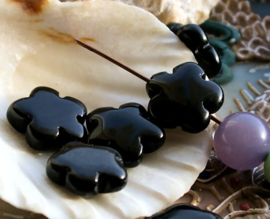 1 bead: FLOWER - 14 mm - Jade or Tigereye or Black Onyx Agate