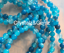 set/8 beads: Dragon Scale Agate - Round - 6,3 mm - Aqua/Petrol Blue