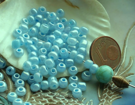 set/100 beads: Spacer Glass - appr 4x3 mm - Opaque Aqua Luster