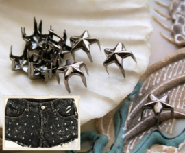 set/20 Studs: Star - 7 mm - to spice up your jacket or purse - Gun Metal Tone