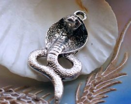 Pendant: Snake Cobra - 42 mm - Antique Silver tone