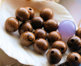 set/20 beads: Jichimu Wood - Round - 8,5 mm - Natural Pattern and Colour