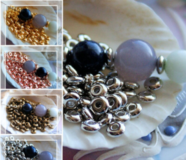 set/25 Metal-look Spacer Beads: 4,7x2 mm - Disc - 4 metal-tones