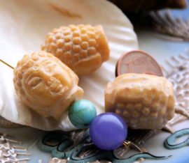 1 Large Carved Prayer-Bead: Buddha - Xiu Jade - ca 19x15 mm - HZ