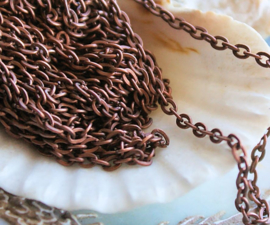 Necklace or Bracelet BASE - 100 cm - 4x2,5 mm Chains - Antique Copper Tone or Black Coated