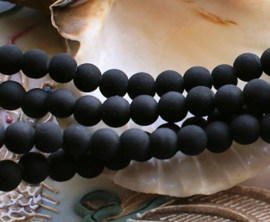 set/30 Beads: Glass - Faux RUBBER - round 6 mm - Matte Black