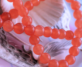 set/5 beads: JADE - Round - 8,3 mm - Salmon-Orange