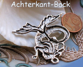 Large Pendant: Mermaid - 42x41 mm - Antique Silver Tone