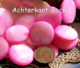 set/3 beads: Mother of Pearl Shell - Coin - 20 mm - Pink