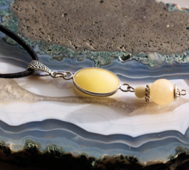 C&G Suede Cord Necklace: Yellow Jade