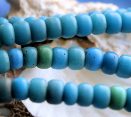 set/10 ANTIEKE FUR TRADE BEADS Handelskralen: Grote Padres 1800's - ca 9 mm - Aqua/Turquoise