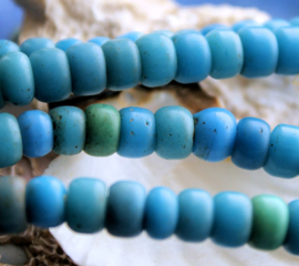 set/10 ANTIQUE FUR TRADE BEADS: Large Padres 1800's - approx - Sky Blue