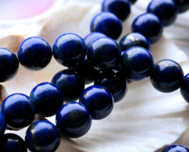 set/5 Kralen: echt Lapis Lazuli - Rond - ca 8,4 mm - Donkerblauw