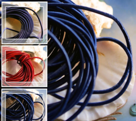 Leather Cord: per 1 meter length - 1,5 mm across - Purple or Blue or Red