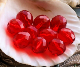 set/10 Beads: CZECH GLASS - Faceted - 10 mm - Ruby Red