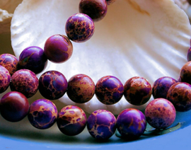 set/5 beads: Sediment Jasper - Round - 8,6 mm - Violet-Purple with Earth tones