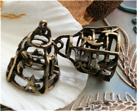 1 Pendant: 3-D Birdcage - 26 mm - Antique Brass/Bronze tone