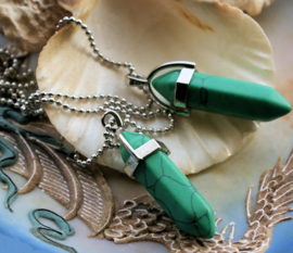 Ball Chain ketting met Pendel-Hanger: Groen Turquoise - circa 40 mm lang