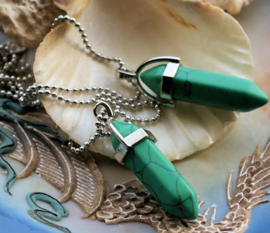 Ball Chain Necklace with Pendle-Pendant: Green Turquoise - approx. 40 mm