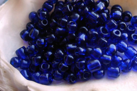 set/100 beads: Spacer Glass - appr 4x3 mm - Transparant Cobalt Blue