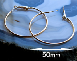 Paar Oorbellen/Creolen: Ringen (voor bedel naar keuze) - 25 tot 50 mm - Goud kleur