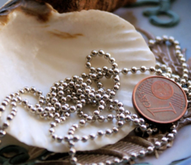 Ball Chain: Base for necklace/bracelet - per 1 meter length - 2 mm balls - Antique Silver tone