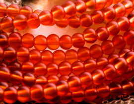 set/20 beads: Glass - Round - 6 mm - Matte - Orange