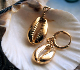 Paar Oorbellen met Cowry Schelpjes - Goud/Zilver/Echte Schelpjes