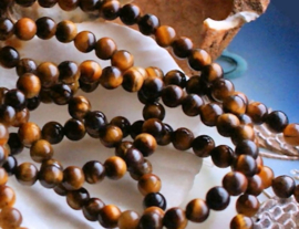 set/10 beads: real African Tigereye - Round - 4 mm