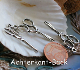 set/3 Charms: Scissors - 30 mm - Antique Silver tone Metal