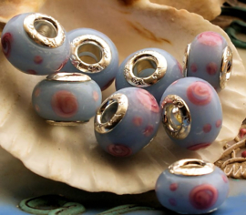 1 Lampwork Bead with Metal Core - 14x10 mm - 4,4 mm hole - various colours