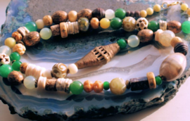 C&G Necklace: Antique African Tradebeads - Ashanti - Jade - Bone - Agate - Prayerbeads