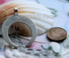 Hanger: Tribal/Wicca Maan - 33x27 mm - Antiek Zilver