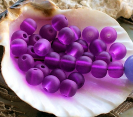 set/30 beads: Spacer Glass - Round - 6 mm - FROST Fuchsia Violet