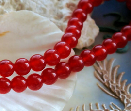 set/5 beads: JADE - 6 mm - Red - Round or Faceted