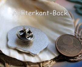 Witch Pin Speld Broche: Kat met Pentagram & Maan - 25 mm - Zwart Zilver