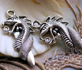 1 Pendant: Dragon and Sword - 42 mm - Antique Silver Tone