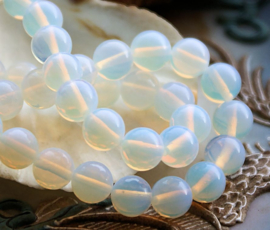 set/6 Beads: real White Fire OPALITE - Round - 8 mm - AAA