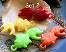 set/10 Pendants: Goldfish - Acrylic - 37 mm - MIXED Set 1 or 2 or 3