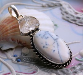 Pendant: Rock Crystal with Dendrite Opal - SP - 71 mm
