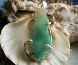 Prachtige Hanger: Agaat Geode Druzy - Verzilverd - 58 mm - Amazoniet Groen