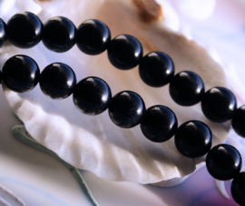 set/6 beads: real JADE - Round - 8,2 mm - Black