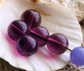 set/5 Beads: CZECH GLASS - round - 12 mm - Amethyst Purple