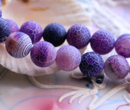 set/4 kralen: echt Dragon Scale Agaat - Rond - 12 mm - Frost - Violet Paars