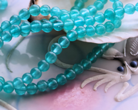 set/10 beads: Agate - Round - 4,5 mm - Aqua-Blue