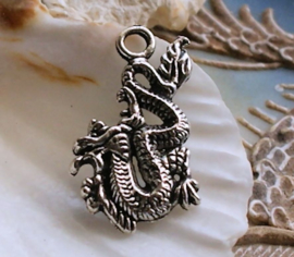 Pendant/Charm: Chinese DRAGON - 27x16 mm - Tibetan Silver